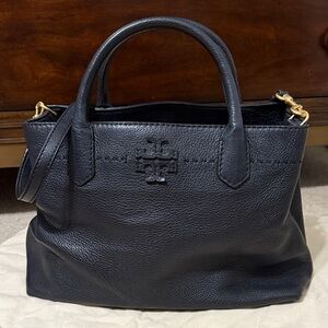 Tory Burch Black Pebbled Leather Satchel